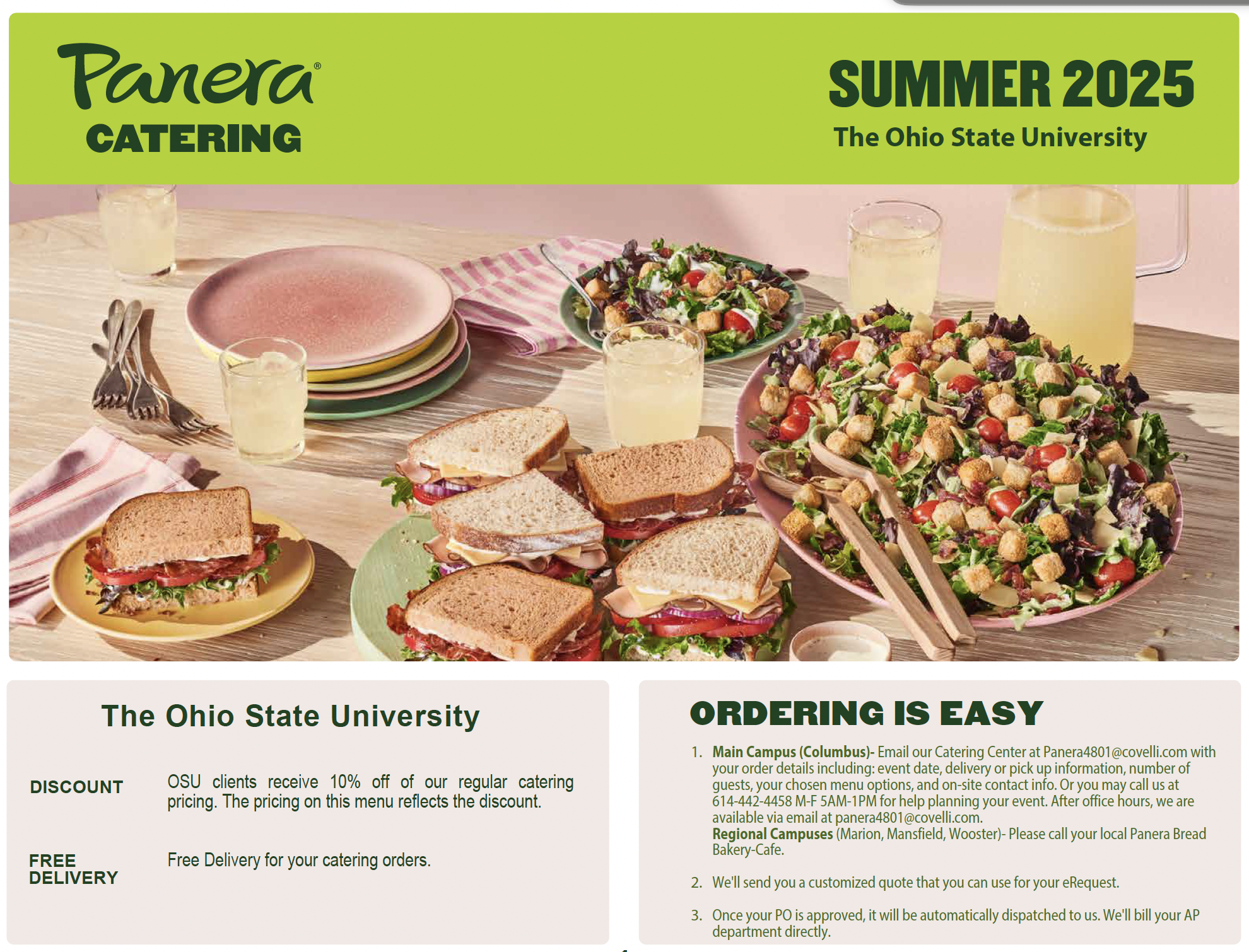 Panera Bread Spring Catering Menu